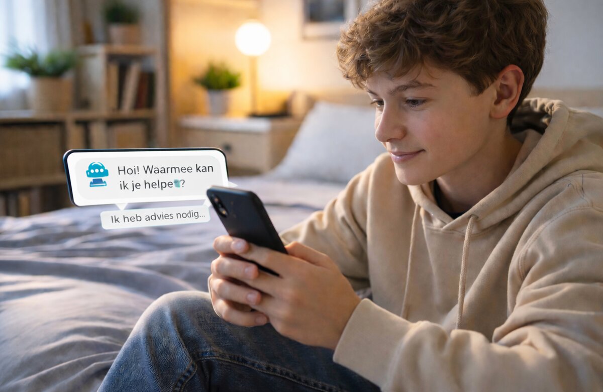 Tiener ontvangt advies van chatbot